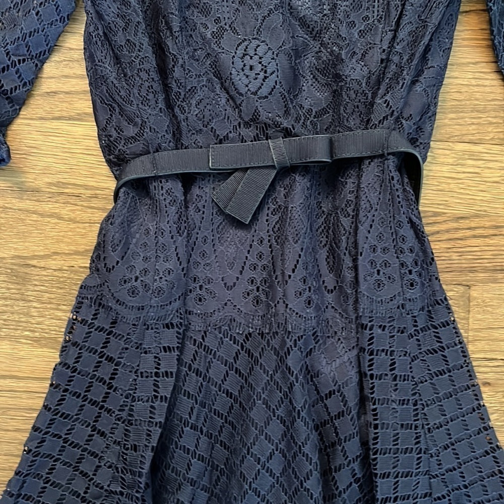 TAHARI size 6 navy lace dress