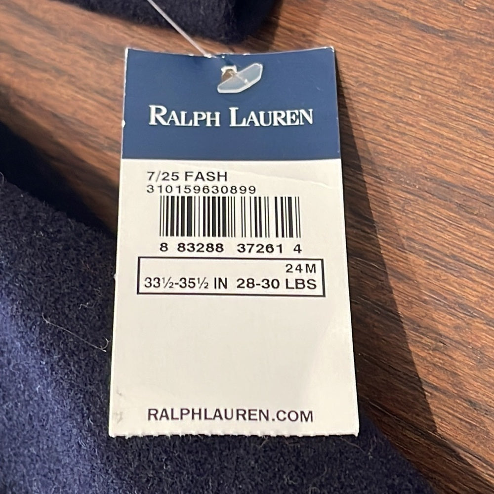 NWT Girls Ralph Lauren Navy Hooded Pea Coat Size 24 months