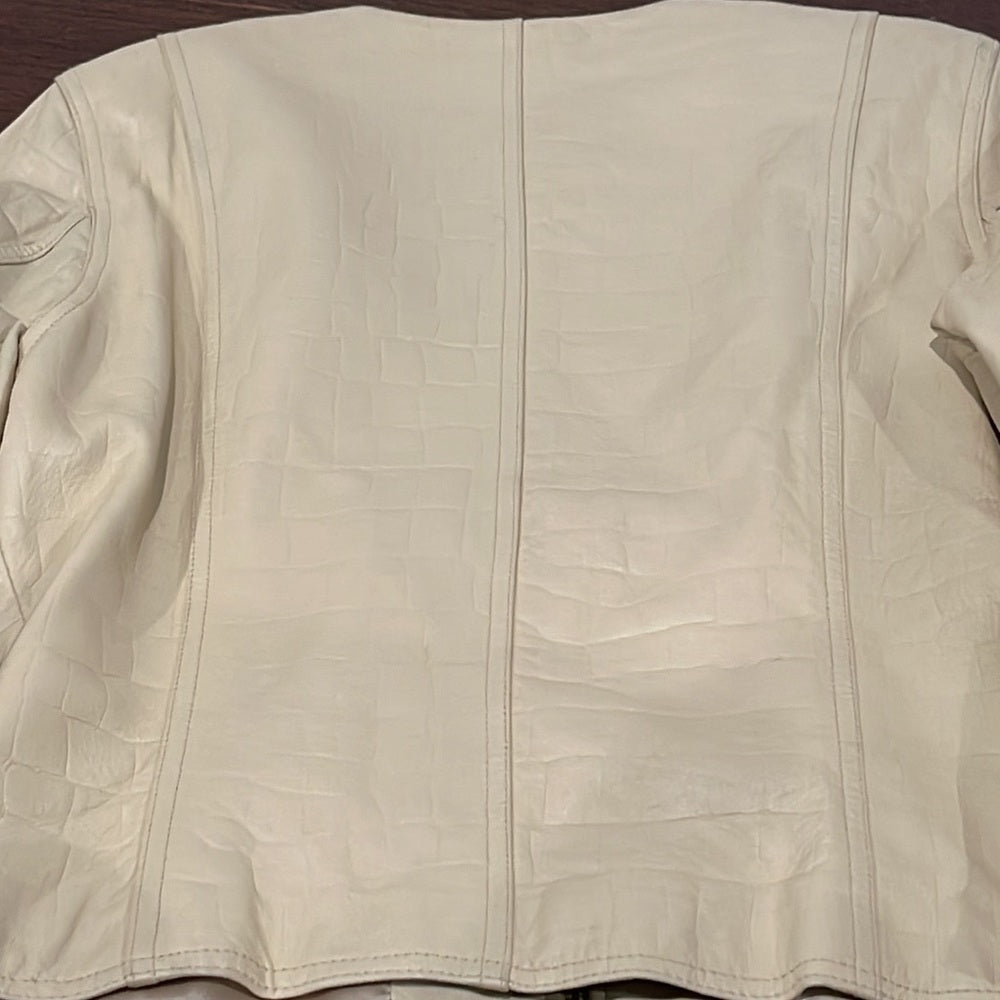 Pelle Studio Beige Zipper Women’s Leather Jacket Size Medium