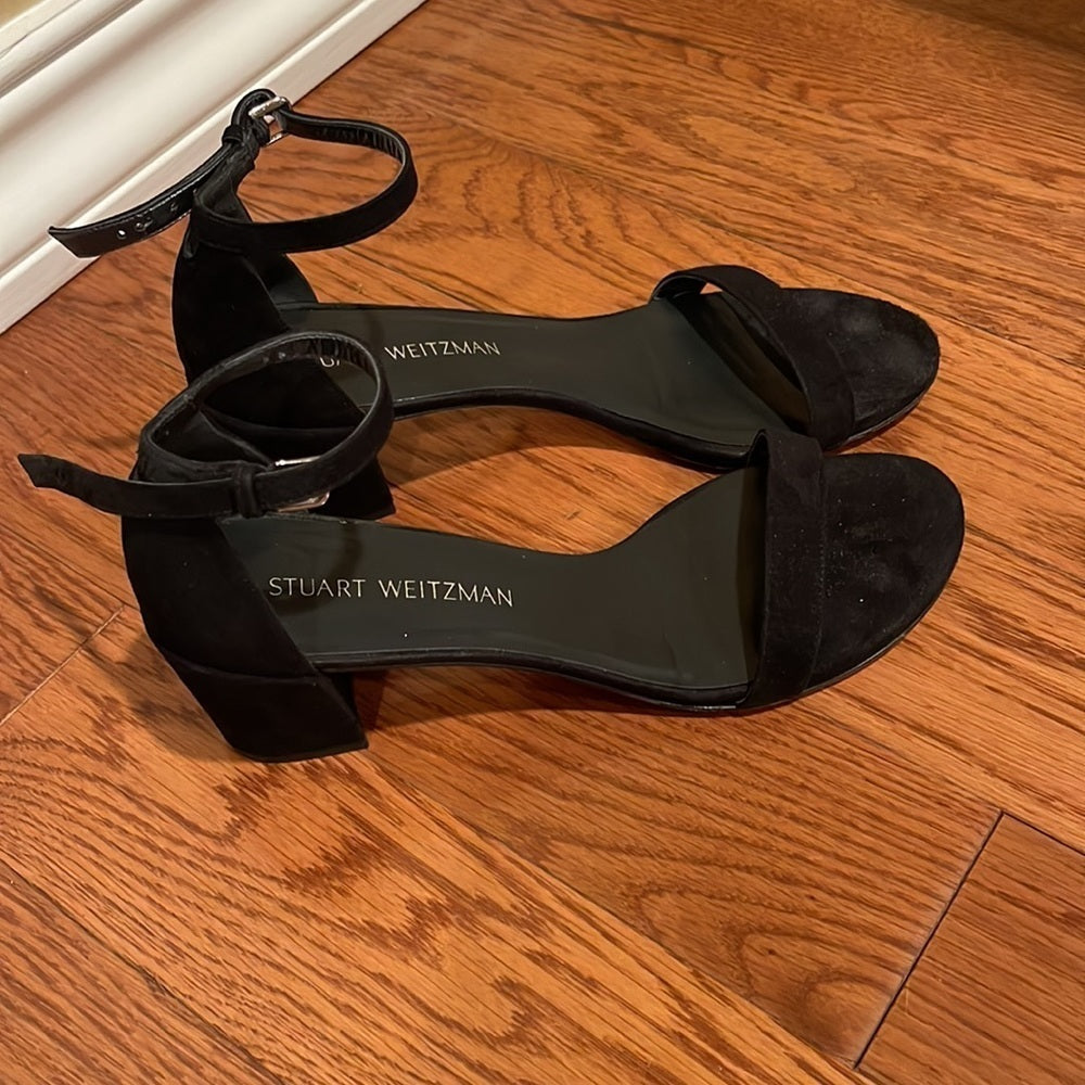 Stuart Weitzman Black Suede Simple Heels Size 8.5