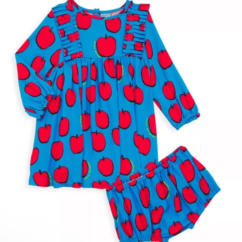 NWT Stella McCartney Girls Apple Dress And Bloomer Set Size 36 Months