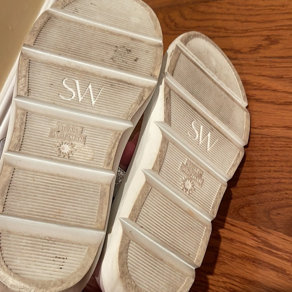 Stuart Weitzman Women’s Silver Zoelie Sandals Size 8.5