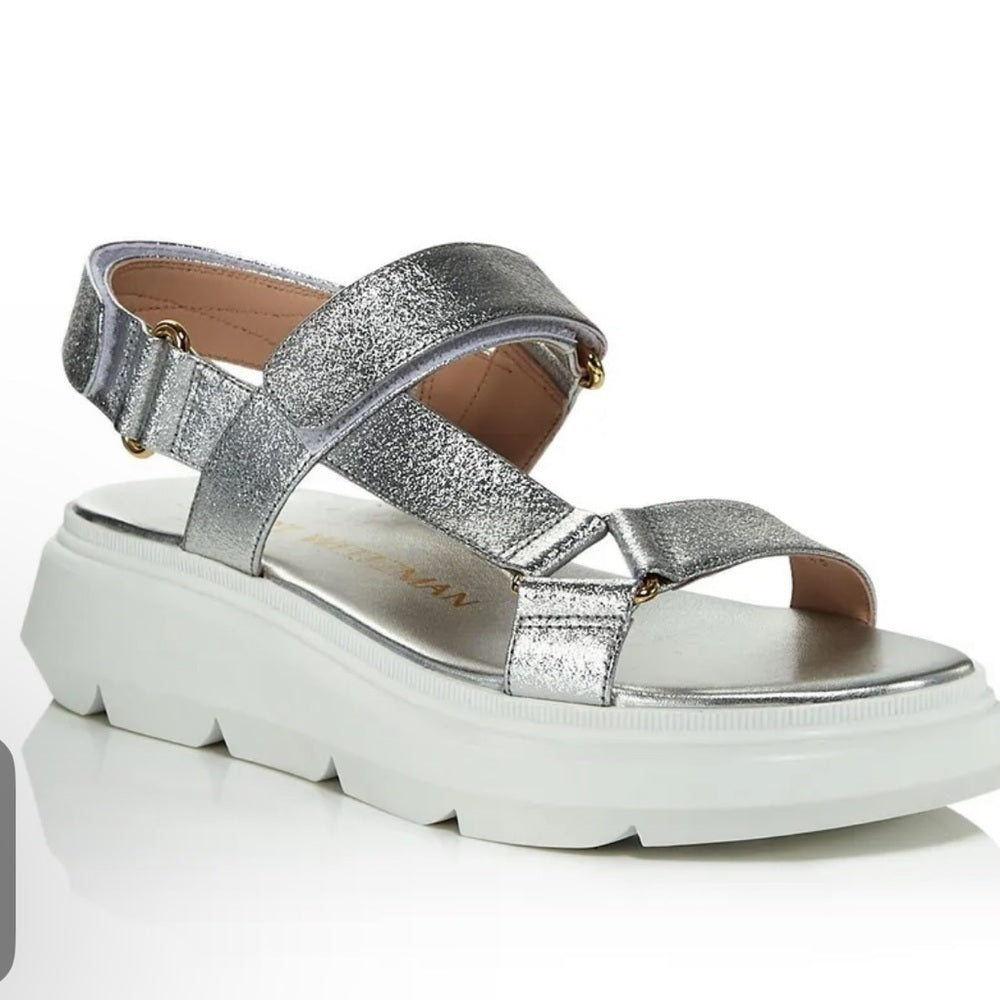 Stuart Weitzman Women’s Silver Zoelie Sandals Size 8.5