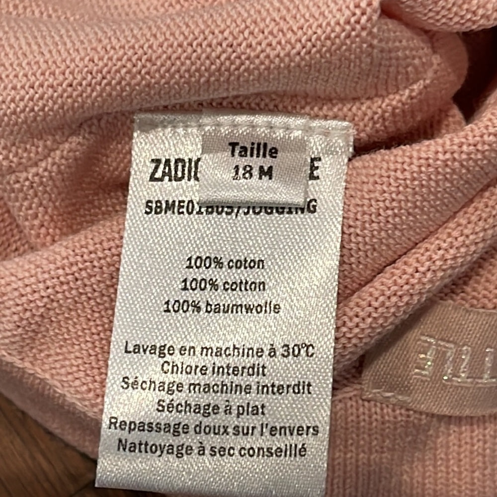 Zadig & Voltaire Little Girls Pink Cotton Pants Size 18 months