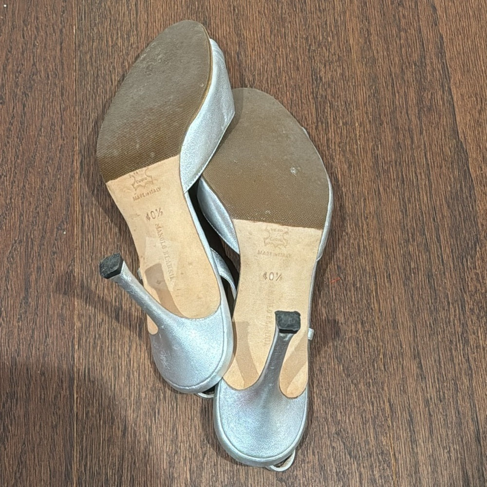 Manolo Blahnik Silver Dress Shoe Heels Size 40.5/10.5