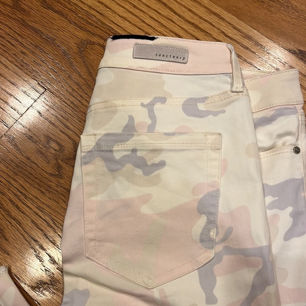 Sanctuary Woman’s Pastel Camo Social Ankle Skinny Standard Rise Jeans Size 28