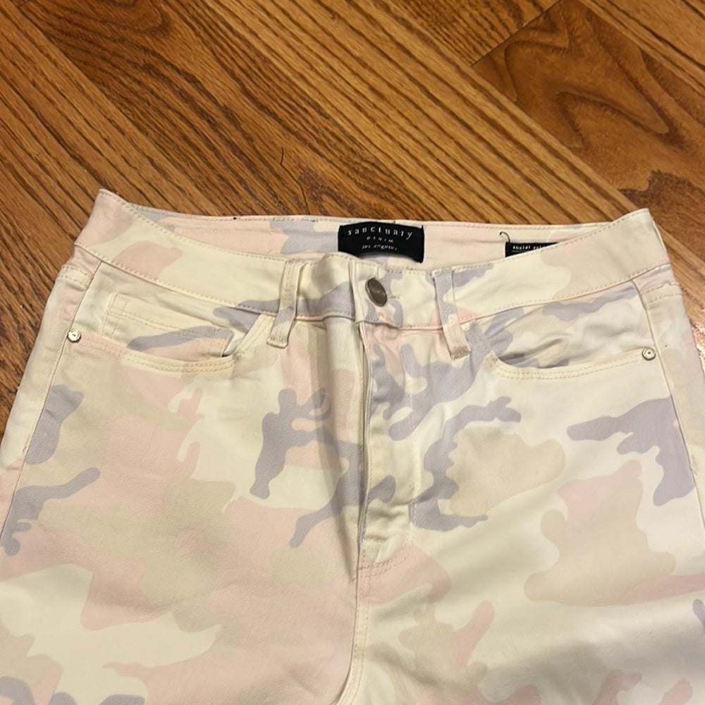Sanctuary Woman’s Pastel Camo Social Ankle Skinny Standard Rise Jeans Size 28