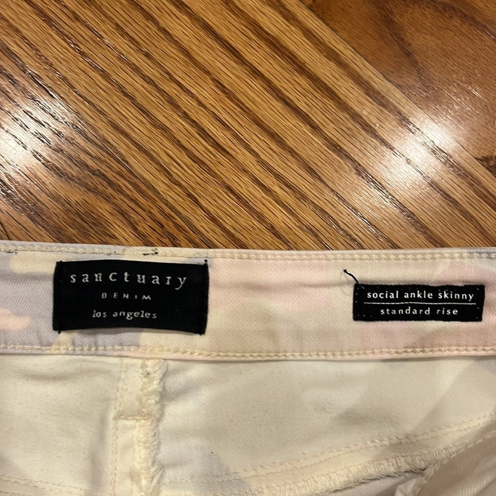 Sanctuary Woman’s Pastel Camo Social Ankle Skinny Standard Rise Jeans Size 28