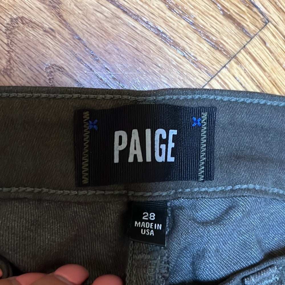 PAIGE Women’s Army Green Verdugo Ankle Jeans Size 28