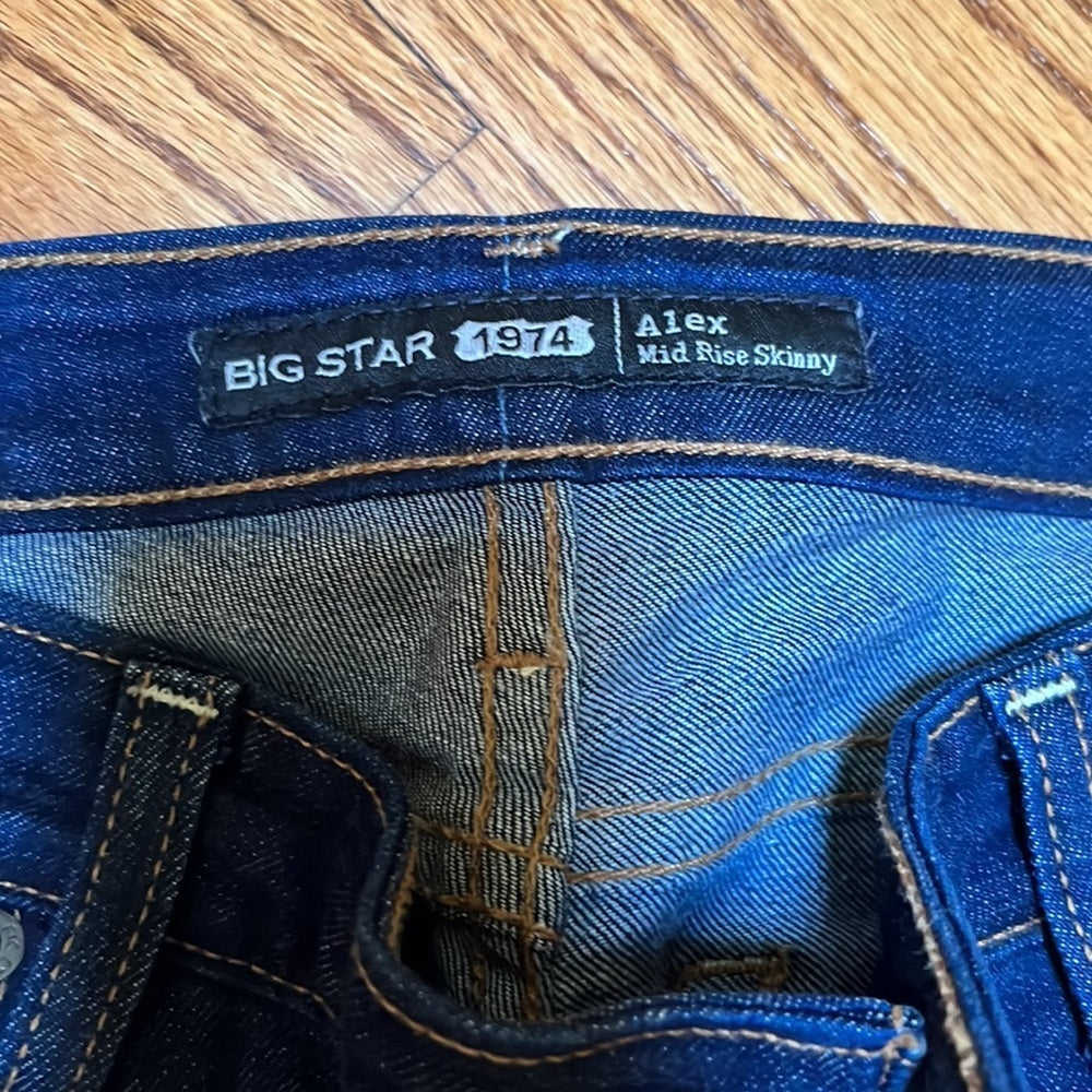 Big Star 1974 Women’s Blue Alex Mid Rise Skinny Jeans Size 28