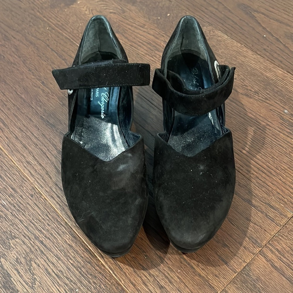 Robert Clergerie Black Suede Wedges Size 8.5