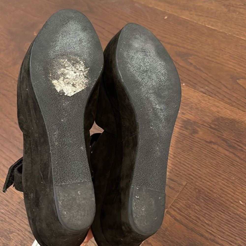 Robert Clergerie Black Suede Wedges Size 8.5