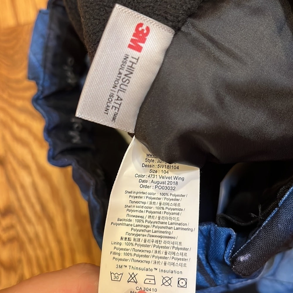 Molo Boy’s Blue and Black Ski Pants With Wing Design Size 4 104cm