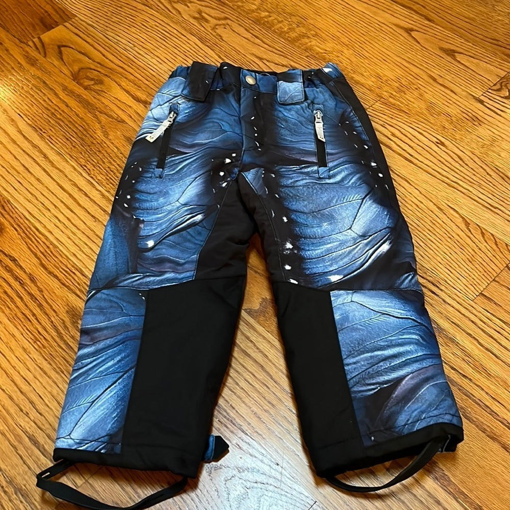 Molo Boy’s Blue and Black Ski Pants With Wing Design Size 4 104cm