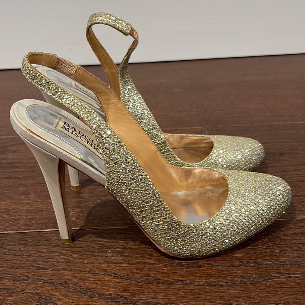 BADGLEY Mischka Rhinestone Sling Backs Size 8