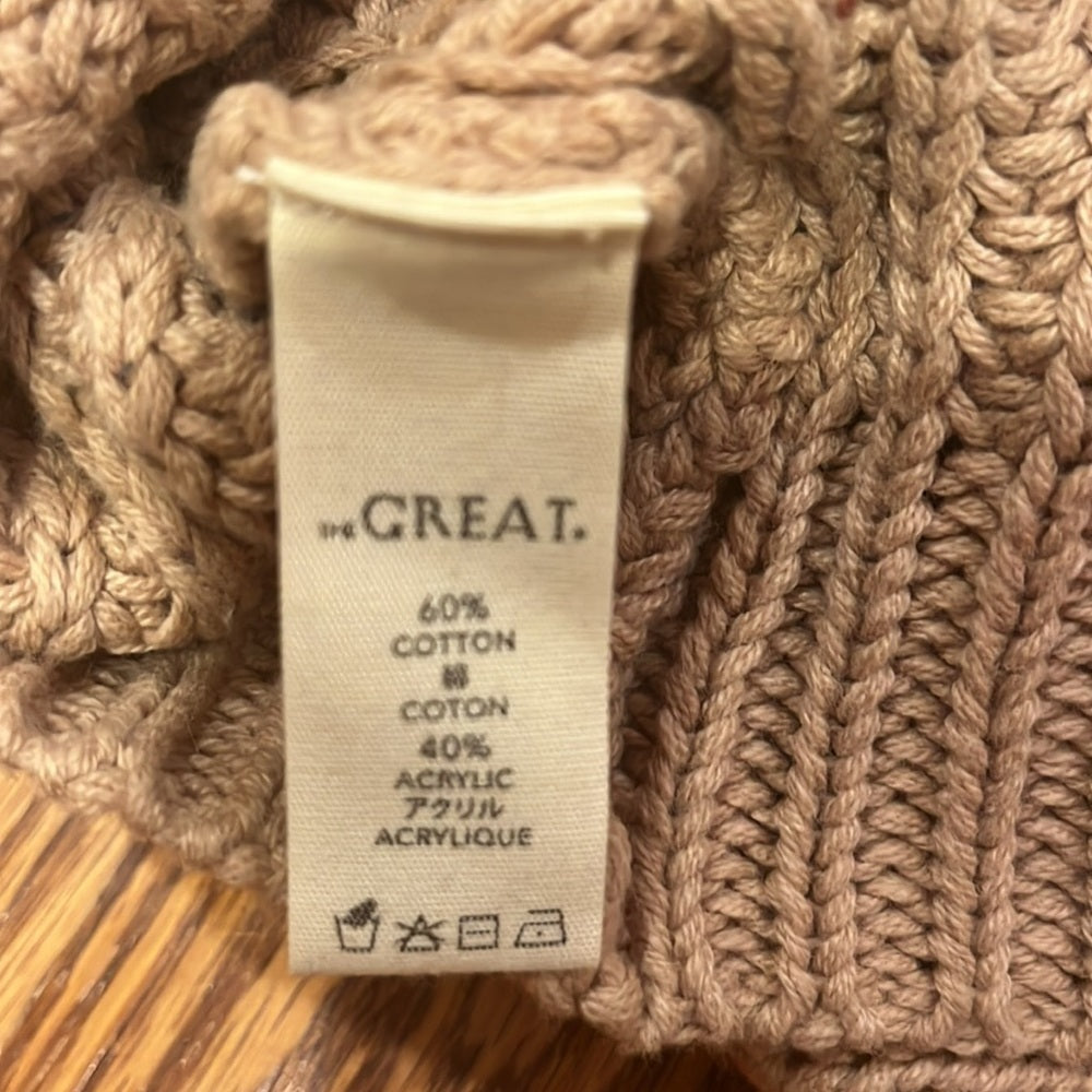 The GREAT Woman’s Tan Cardigan With Pink Pom Poms Size 0