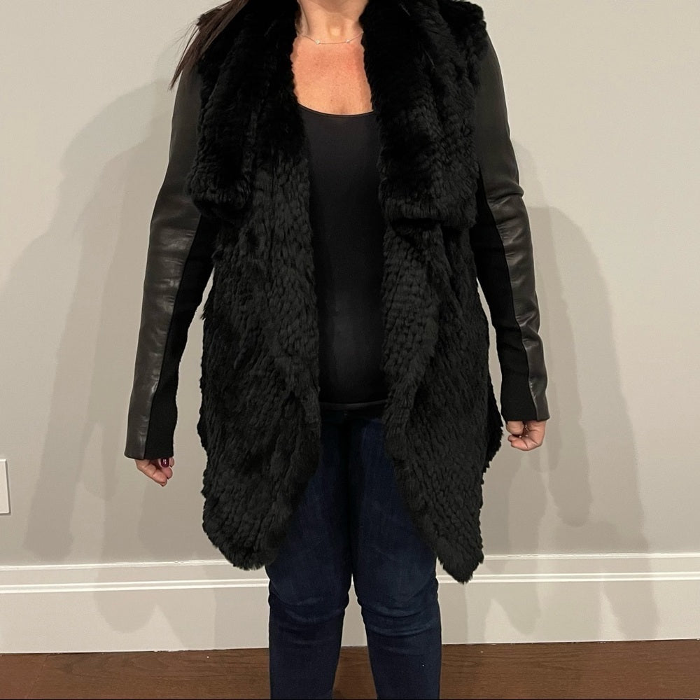 MACKAGE Black Fur/Leather jacket Size Small