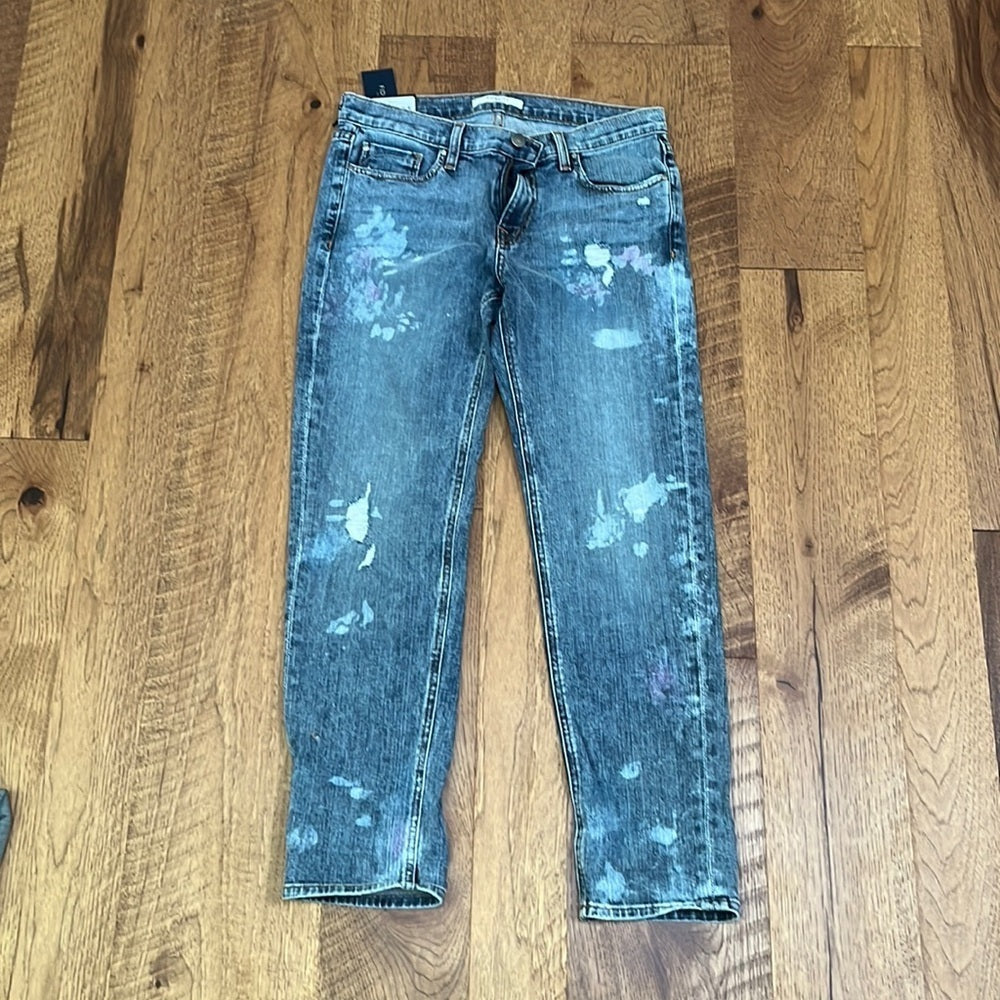 NWT Fidelity Woman’s AXL Crop Painterly Jeans Size 25