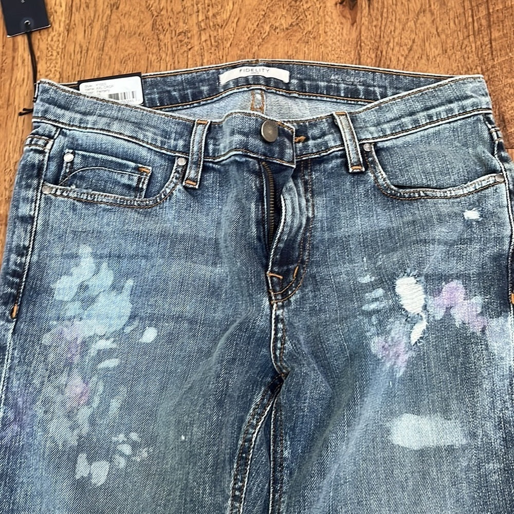 NWT Fidelity Woman’s AXL Crop Painterly Jeans Size 25