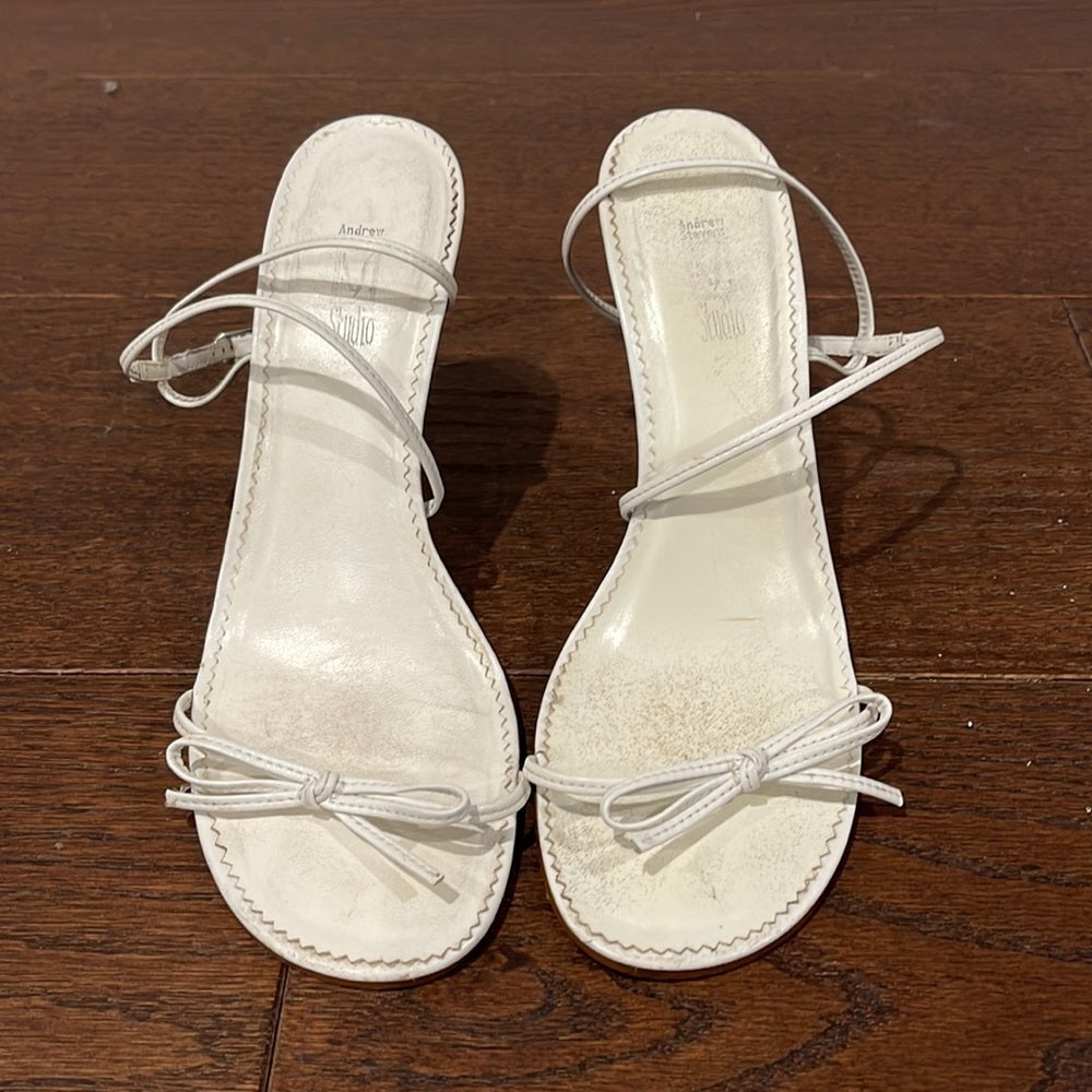 Andrew Stevens Studio White Strappy Sandals Size 8