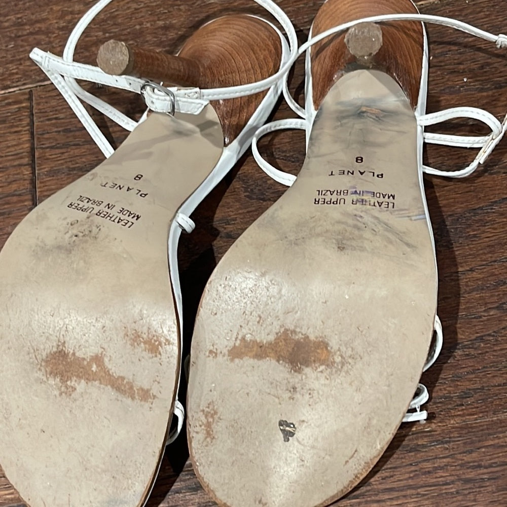 Andrew Stevens Studio White Strappy Sandals Size 8