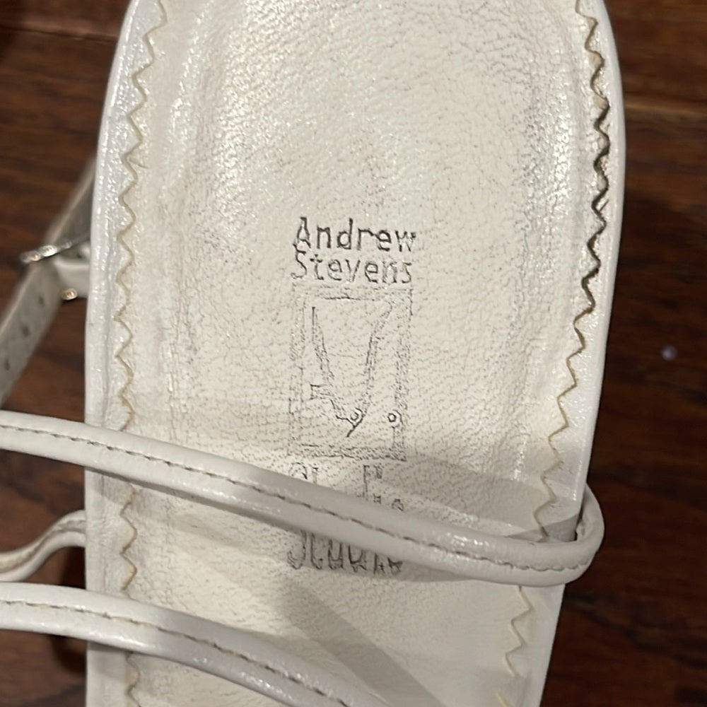 Andrew Stevens Studio White Strappy Sandals Size 8