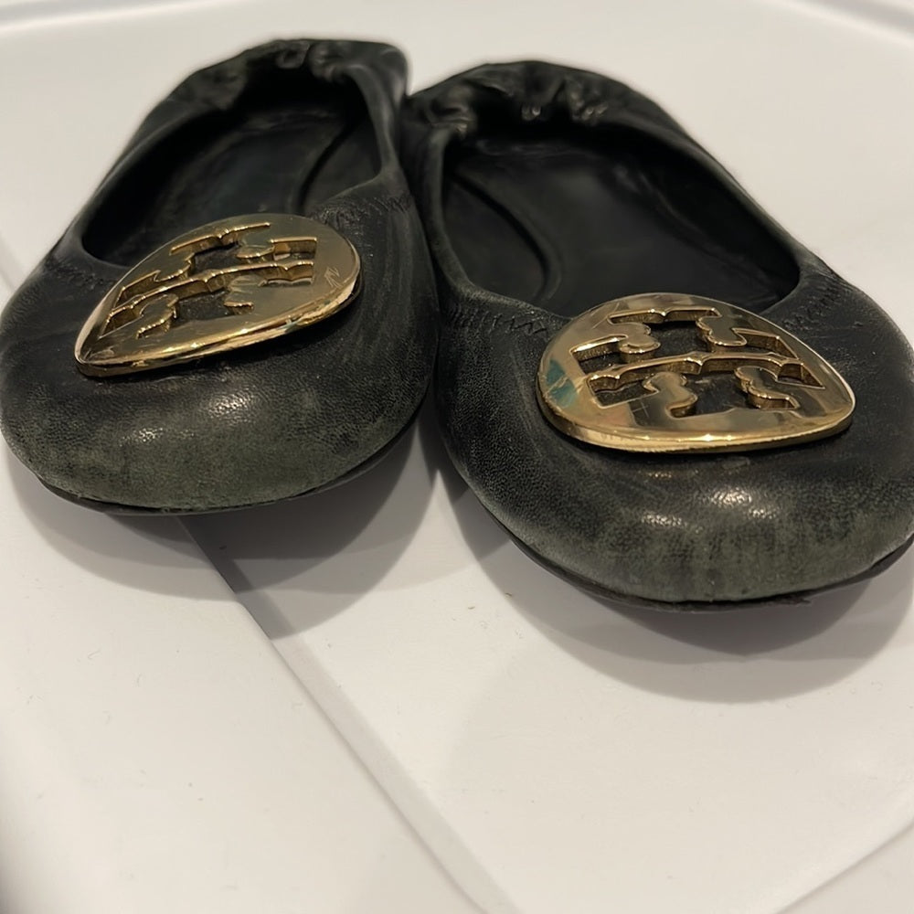 Tory Burch Reva Black Ballet Flats Size 7.5