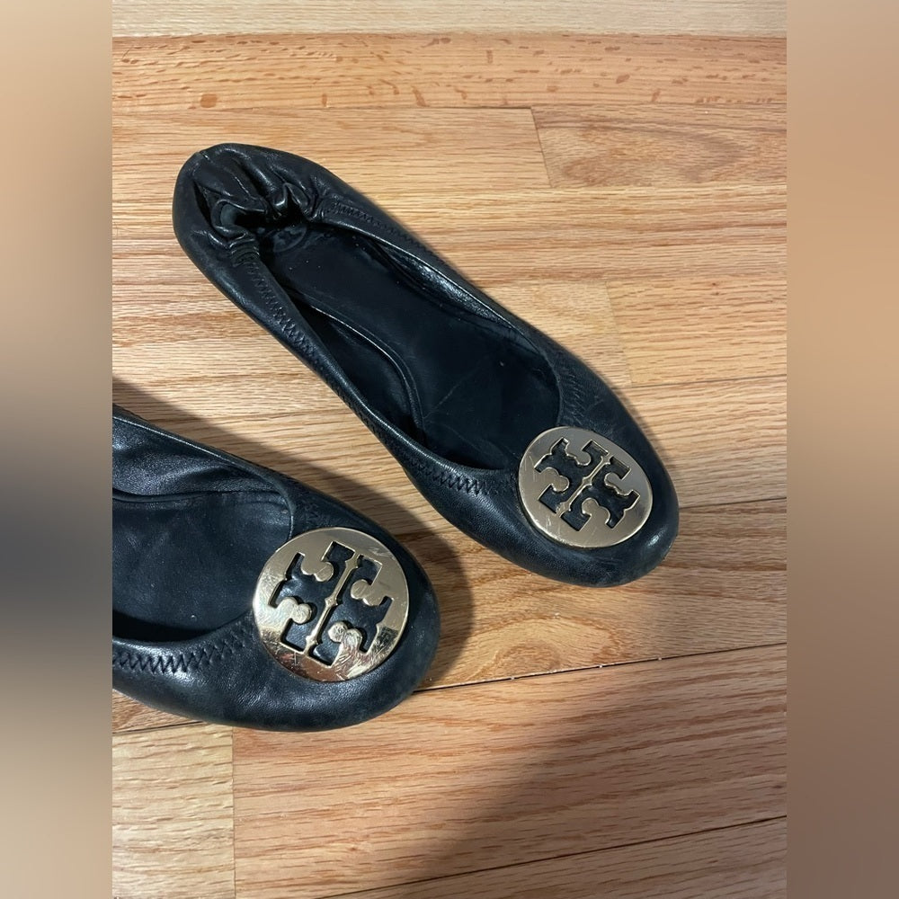 Tory Burch Reva Black Ballet Flats Size 7.5