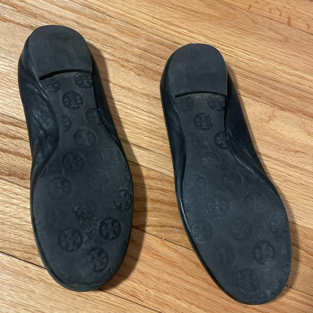 Tory Burch Reva Black Ballet Flats Size 7.5
