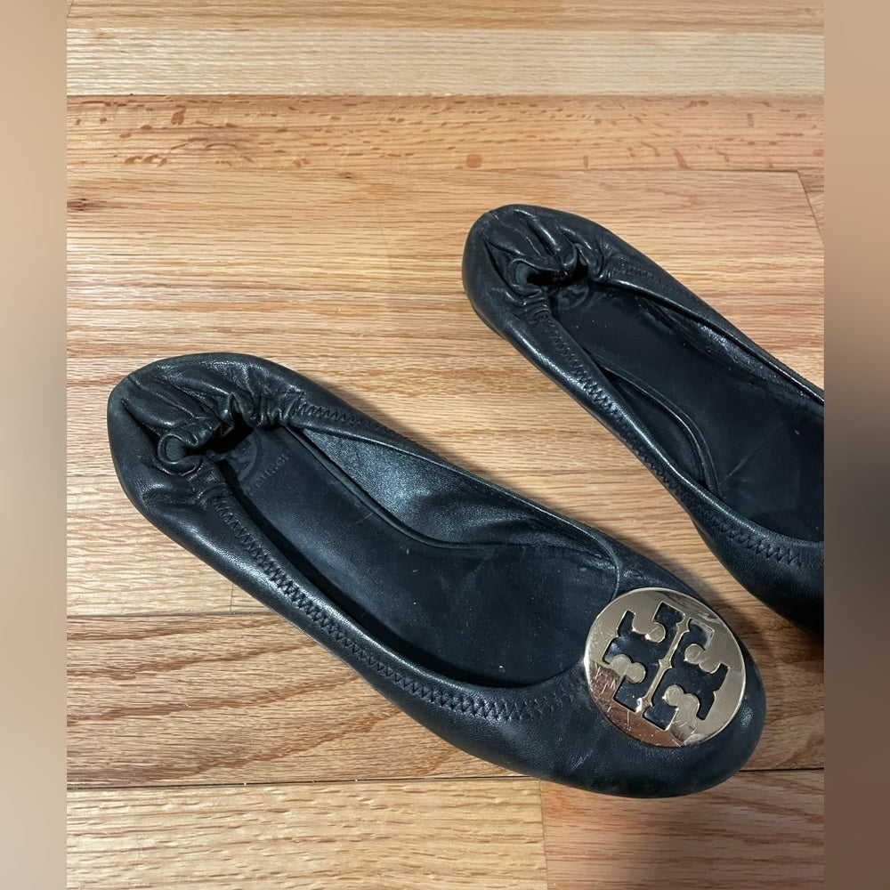 Tory Burch Reva Black Ballet Flats Size 7.5