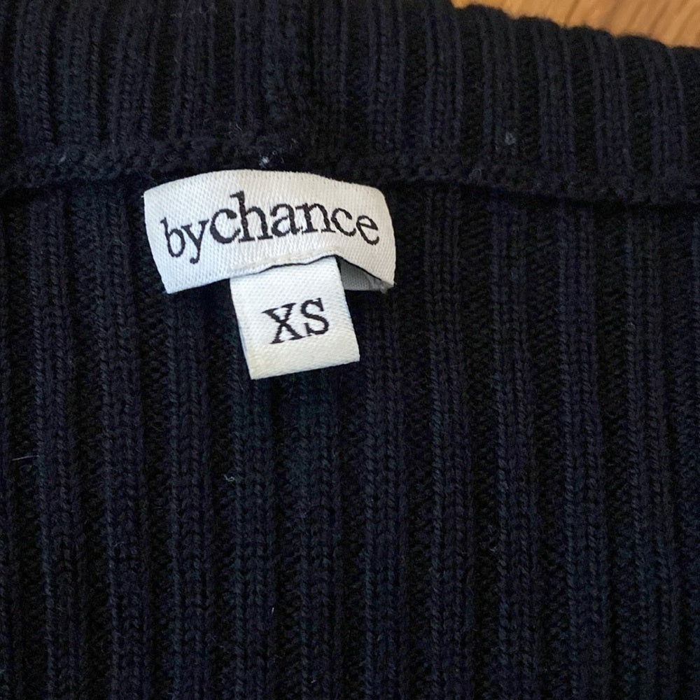 Bychance Women’s Black Wool Jacket With Leather Sleeves Size XS