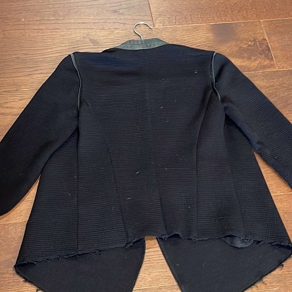Generation Love Black Open Jacket with Leather Trim Size Large