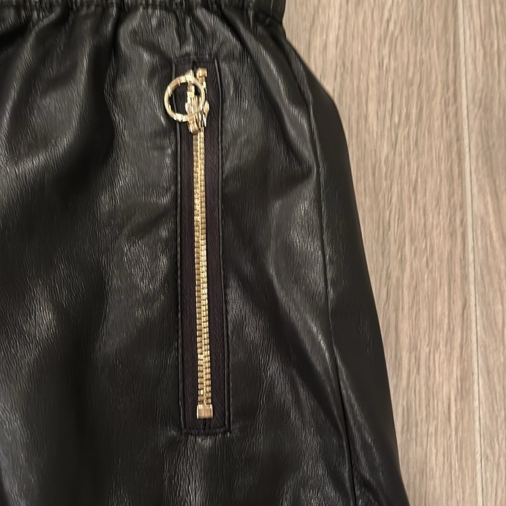 NWT Generation Love Women’s Black Leather Shorts With Gold Zippers Size S