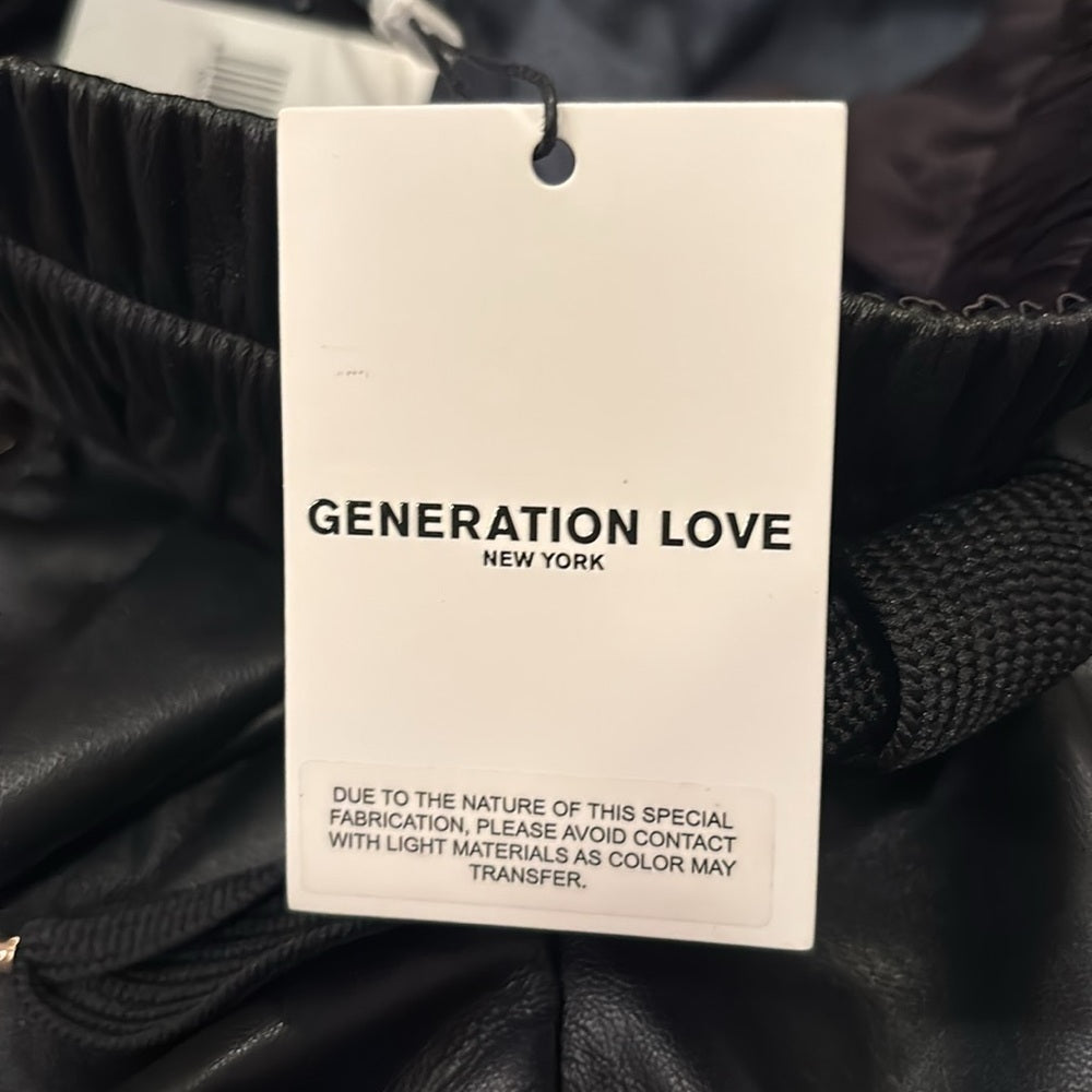 NWT Generation Love Women’s Black Leather Shorts With Gold Zippers Size S