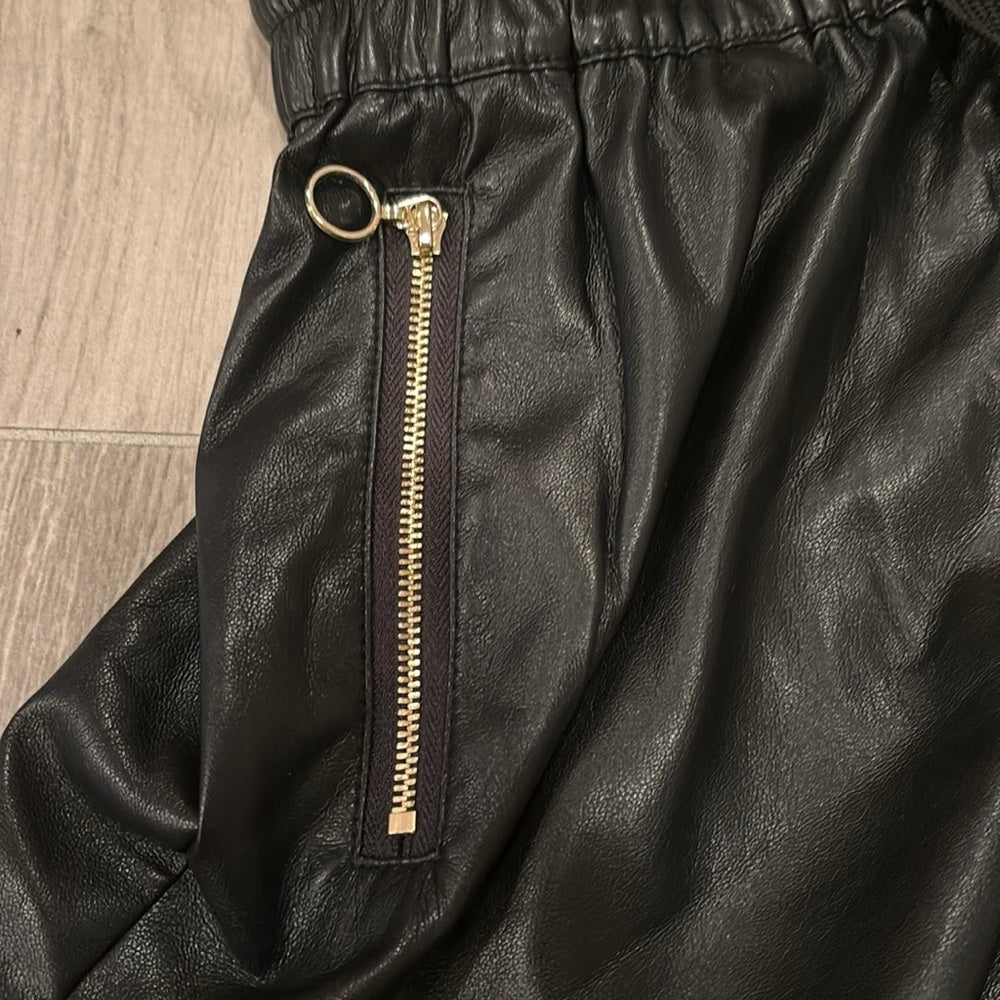 NWT Generation Love Women’s Black Leather Shorts With Gold Zippers Size S