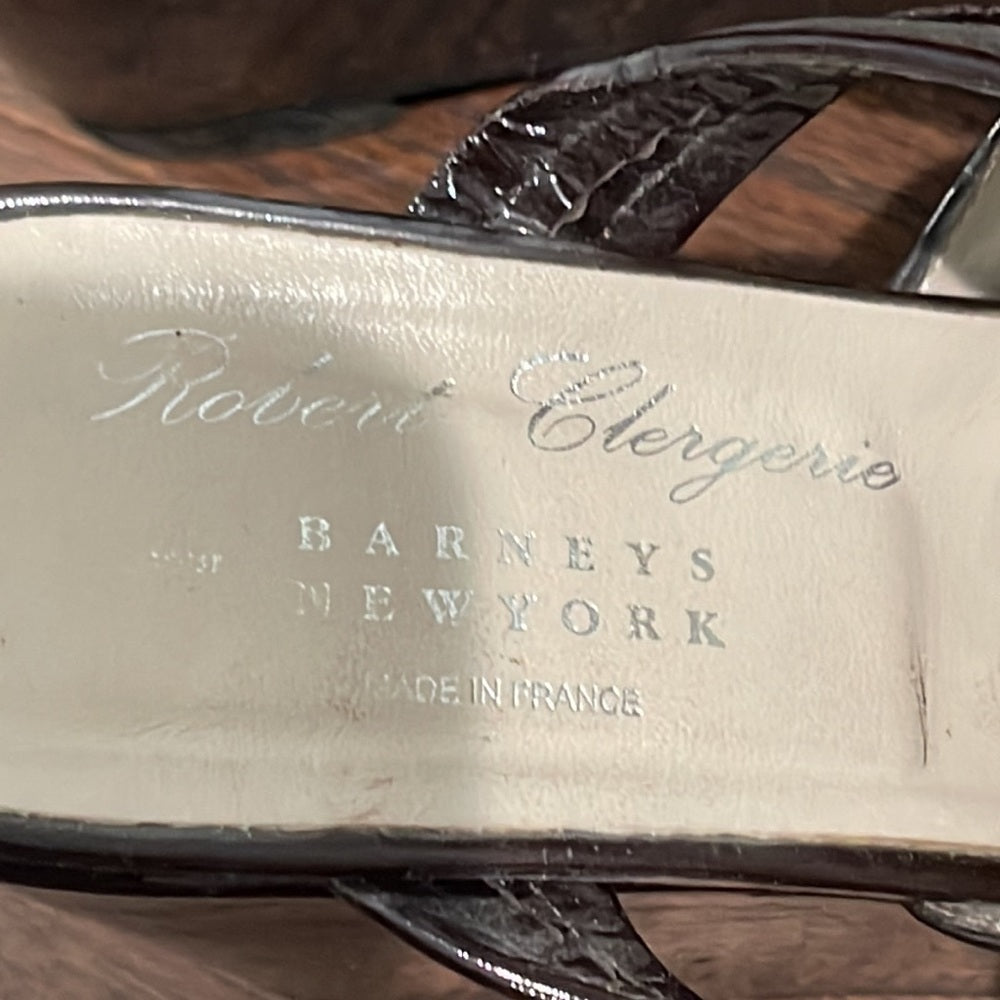 Robert Clergerie Brown Patent Leather Wedges Size 8.5