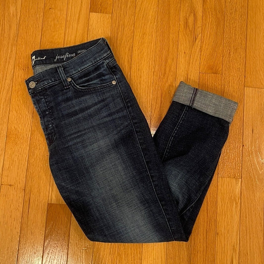 7 For All Mankind Skinny Boyfriend Josefina Blue Jeans Size 27