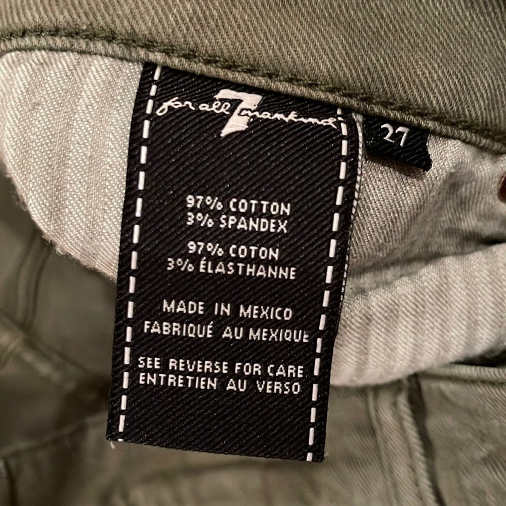 Women’s 7 For All Mankind Green Jeans Size 27