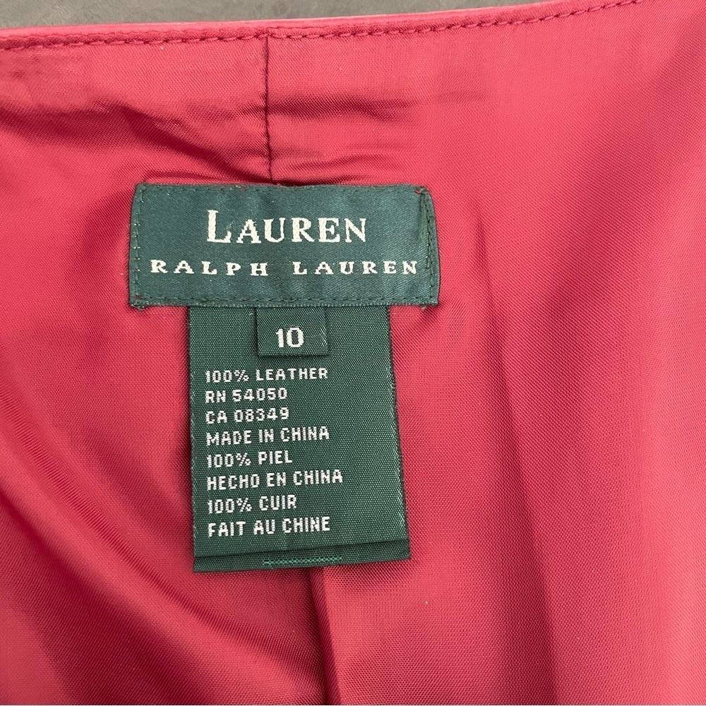 Lauren Ralph Lauren Red Leather Skirt Size 10