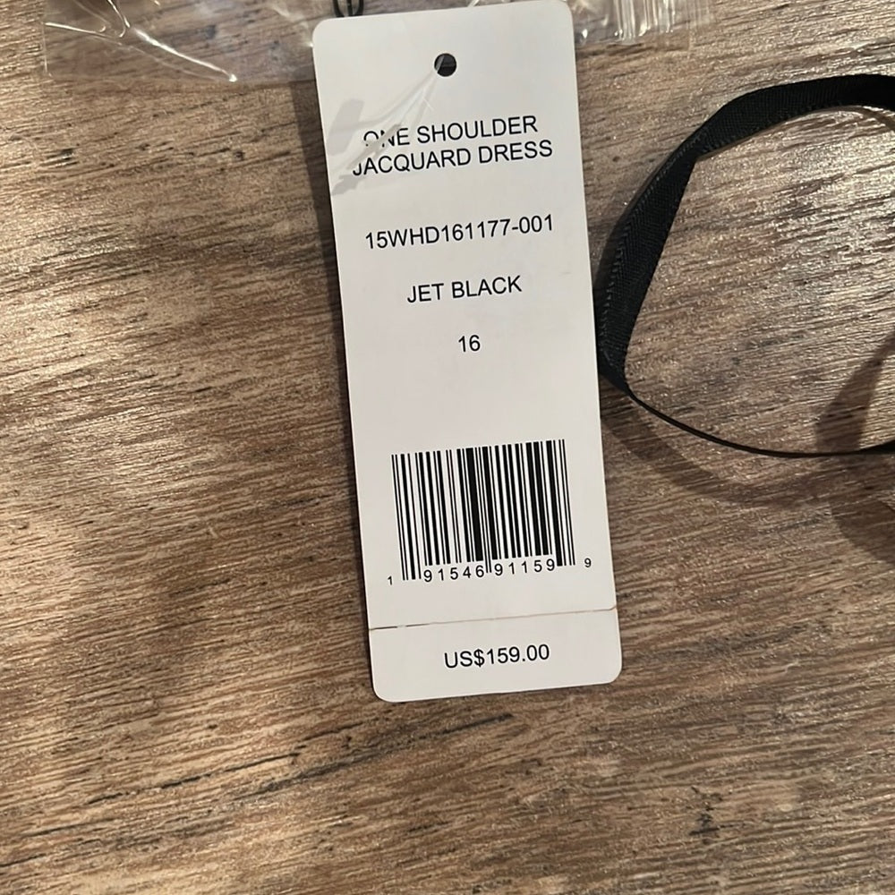 NWT Bebe Woman’s Black One Shoulder Jacquard Dress Size 16