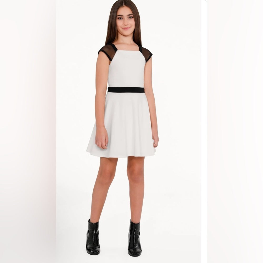NWT Sally Miller Couture Girls White and Black Dress Size XL 14/16
