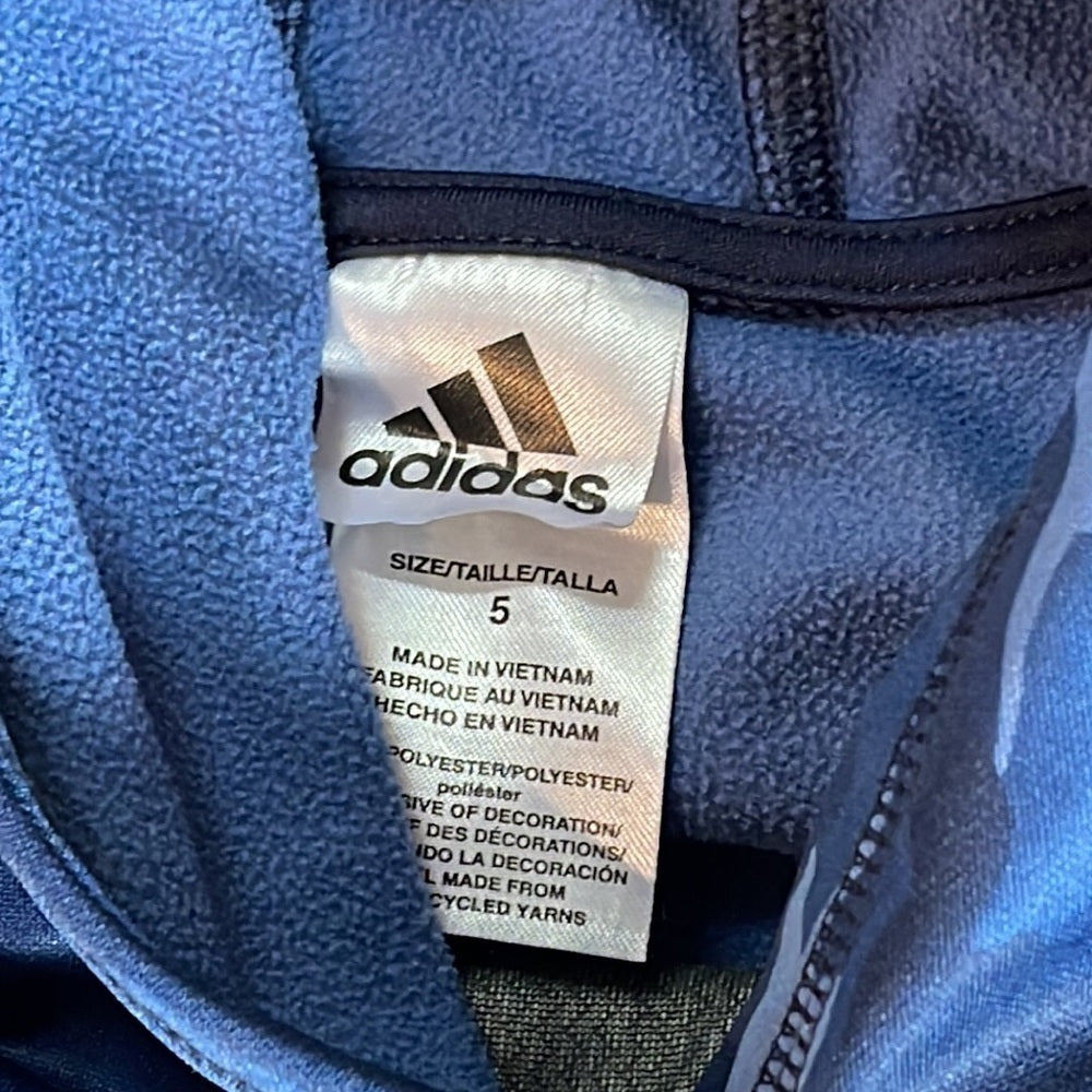 Adidas Boys Blue Camo Hooded Sweatshirt Size 5