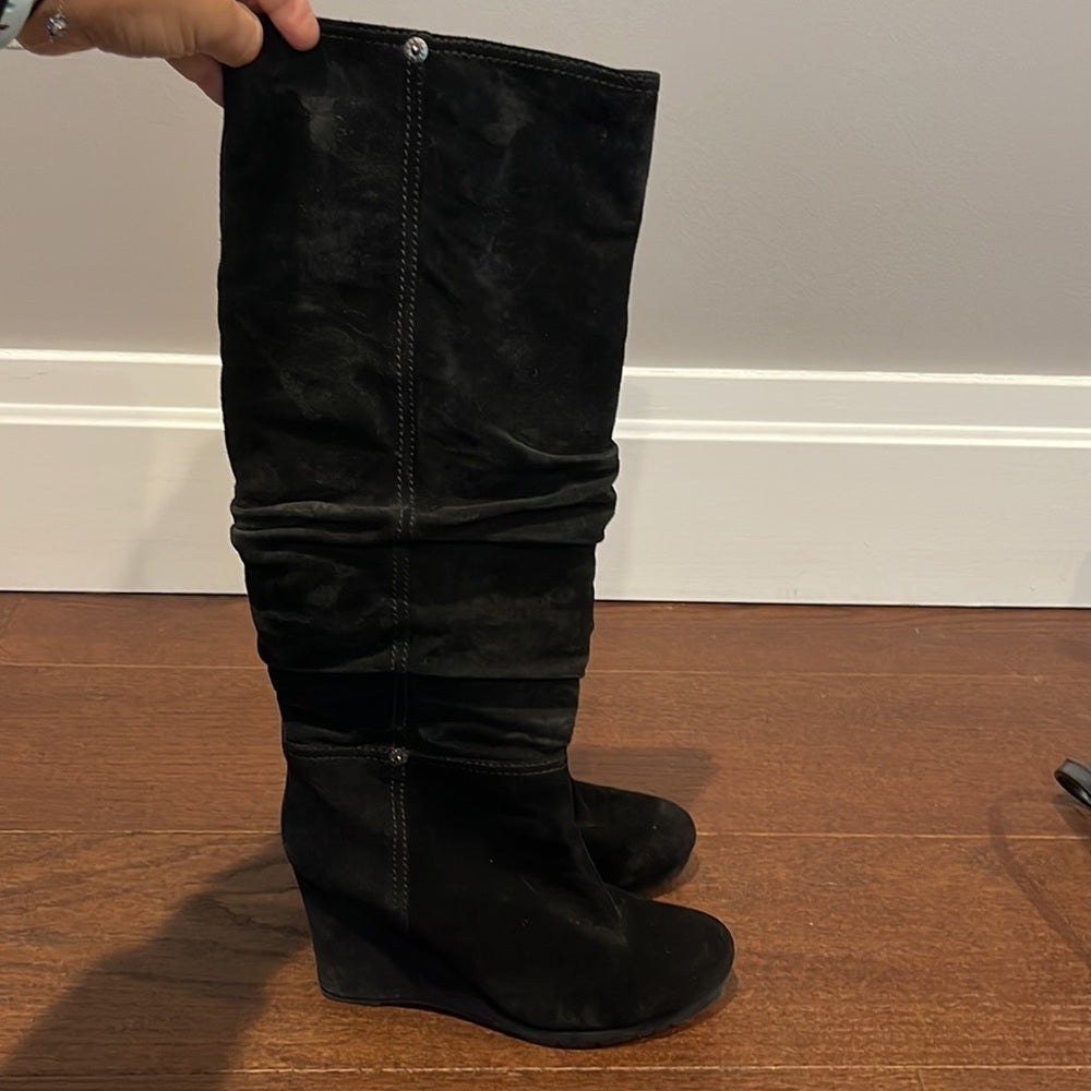 Prada Women’s Black Suede Slouch Pull on Boots Size 40/10