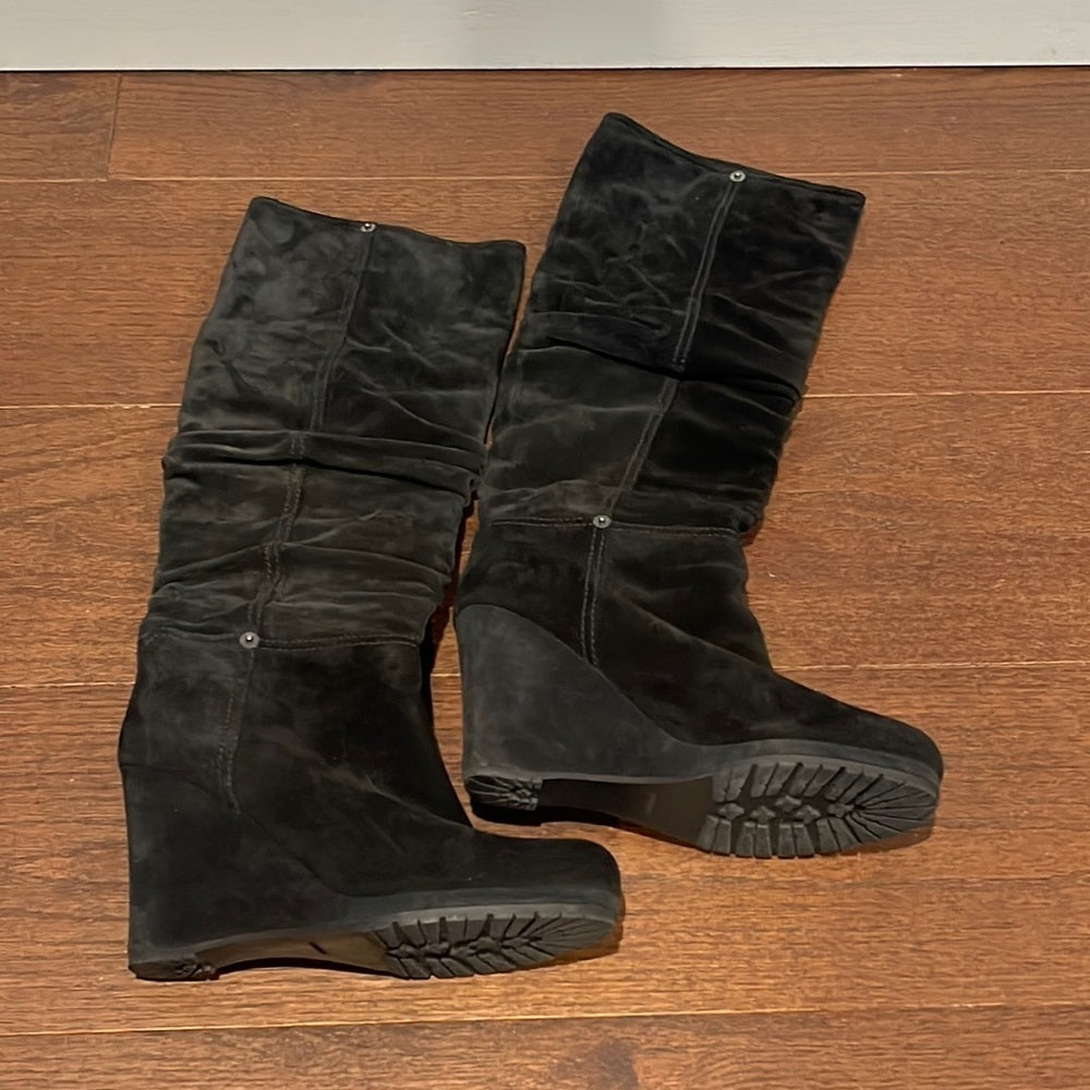 Prada Women’s Black Suede Slouch Pull on Boots Size 40/10
