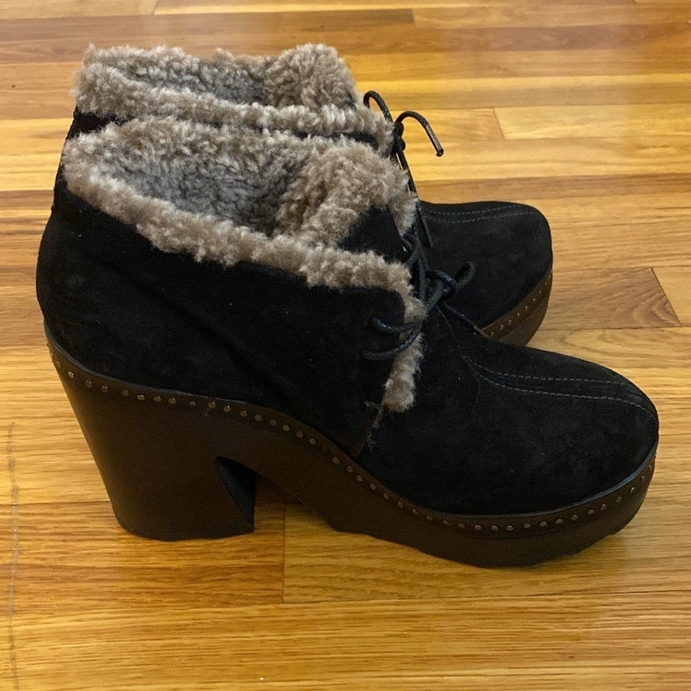 Rag & Bone Women’s Black Suede Fur Lined Clogs Size 7