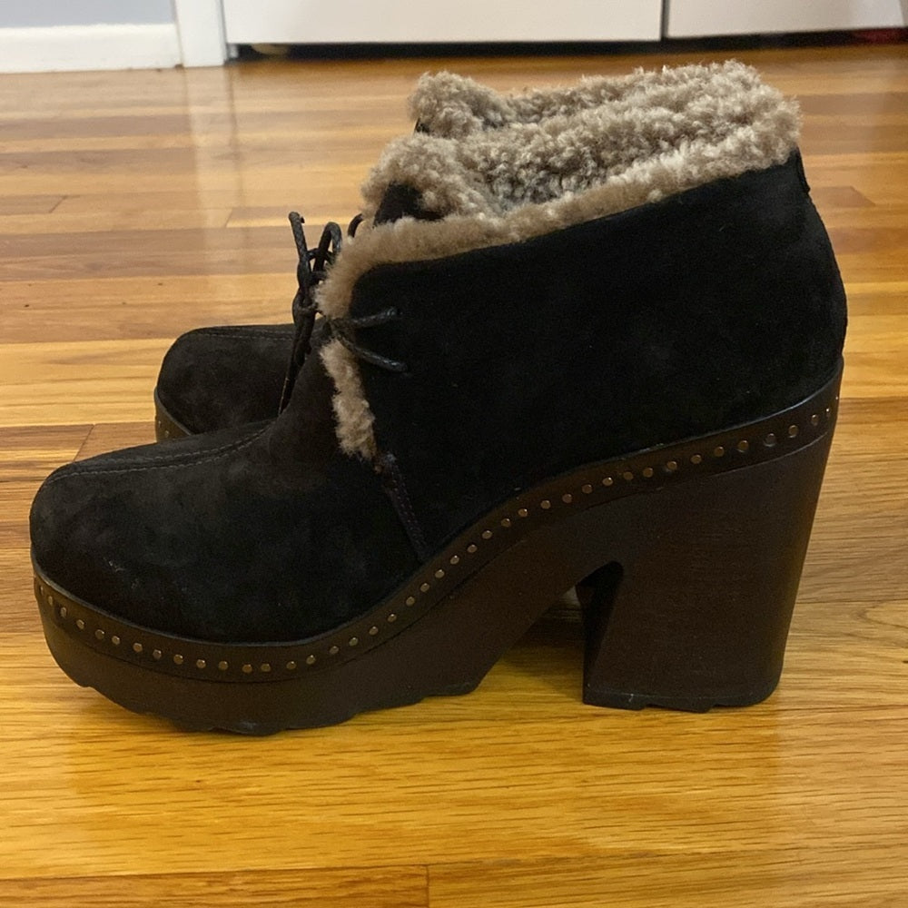 Rag & Bone Women’s Black Suede Fur Lined Clogs Size 7