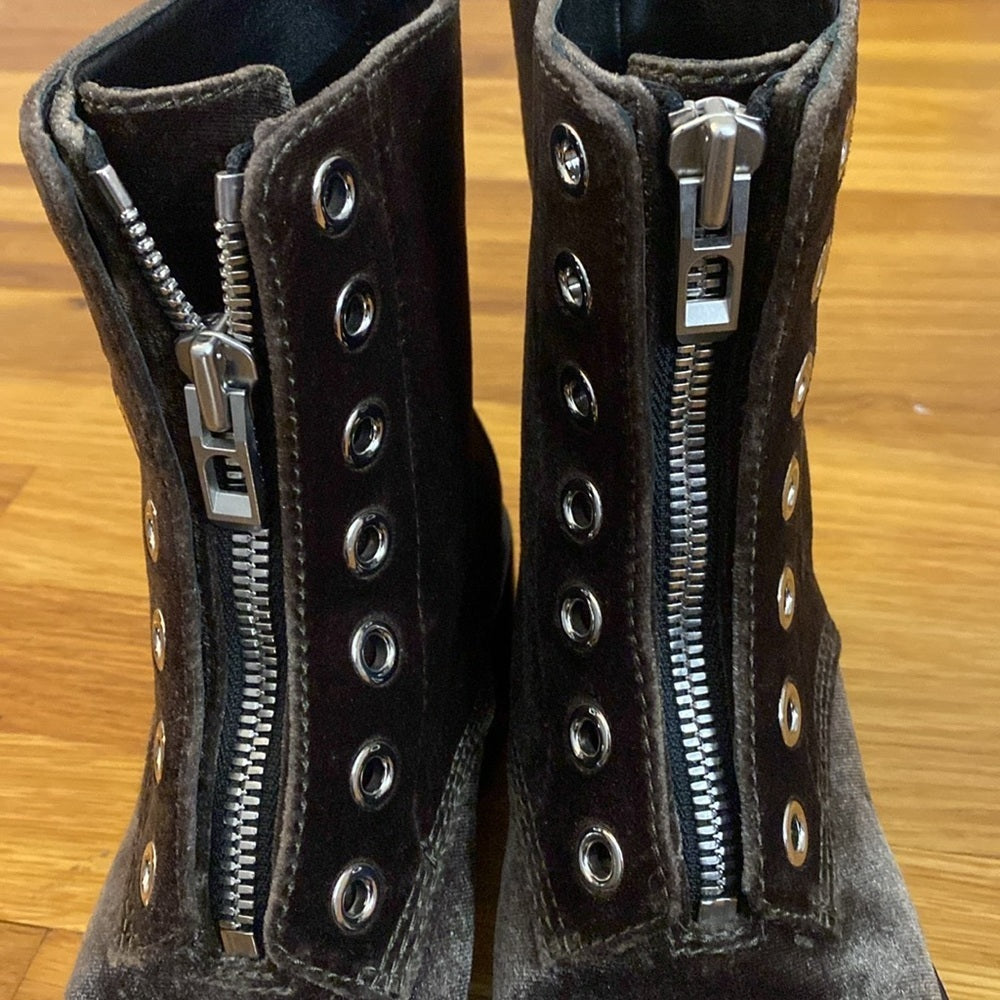 3.1 Phillip Lim Women’s Gray Suede Combat Boots With Front Zipper Size 37.5/7.5