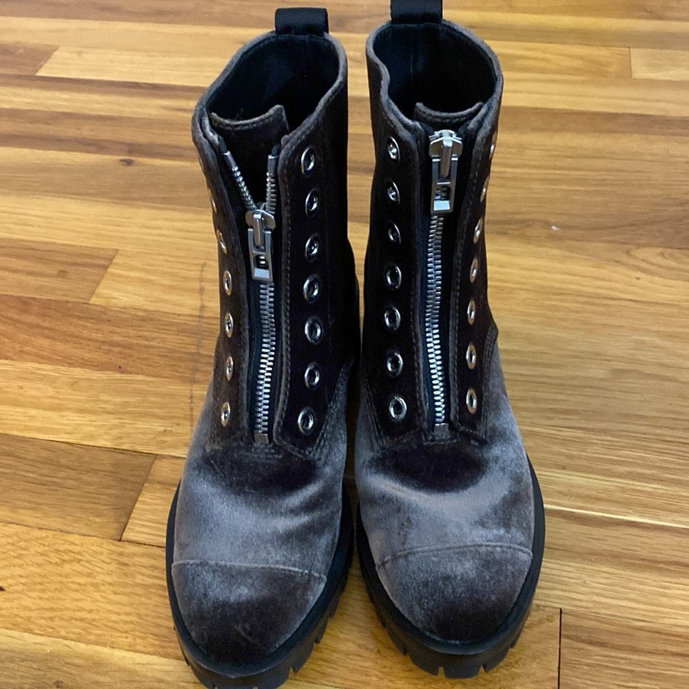 3.1 Phillip Lim Women’s Gray Suede Combat Boots With Front Zipper Size 37.5/7.5