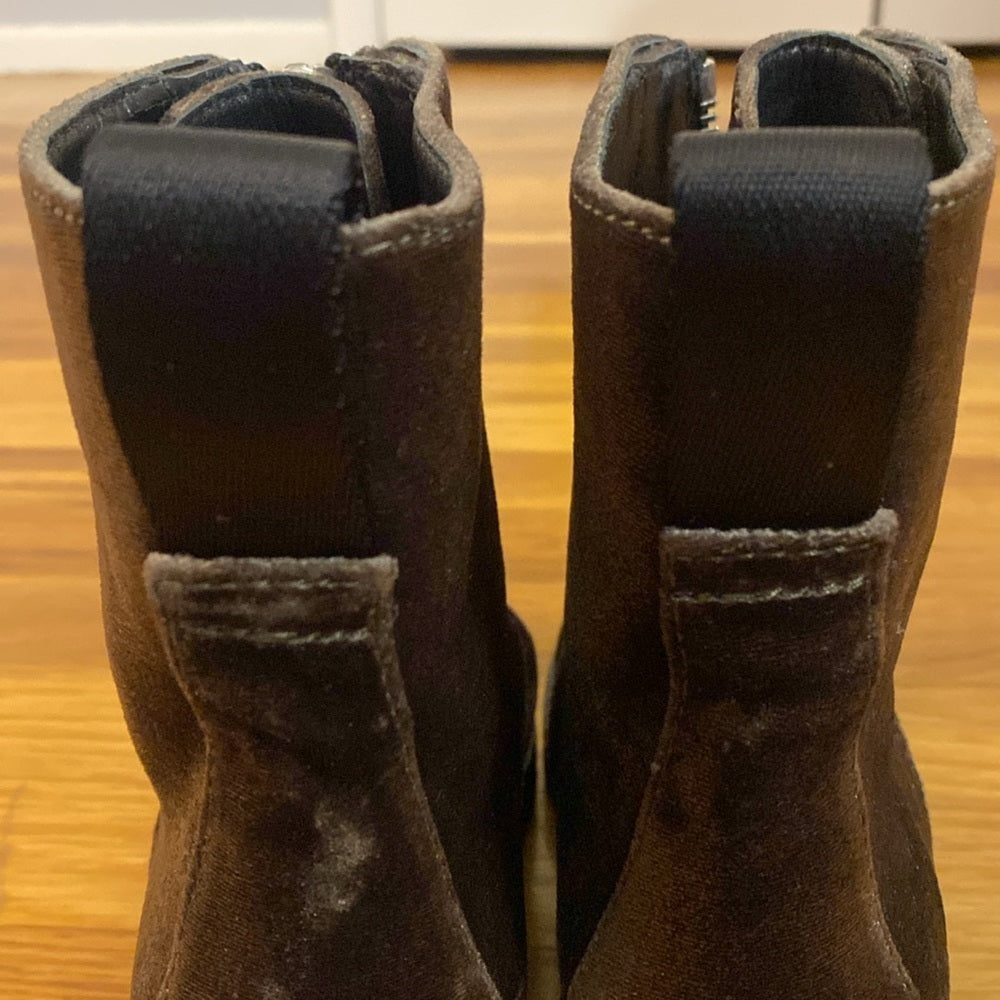 3.1 Phillip Lim Women’s Gray Suede Combat Boots With Front Zipper Size 37.5/7.5
