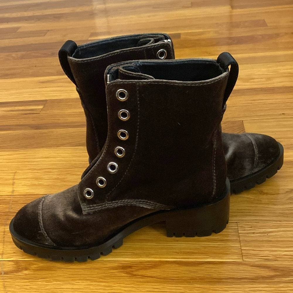 3.1 Phillip Lim Women’s Gray Suede Combat Boots With Front Zipper Size 37.5/7.5
